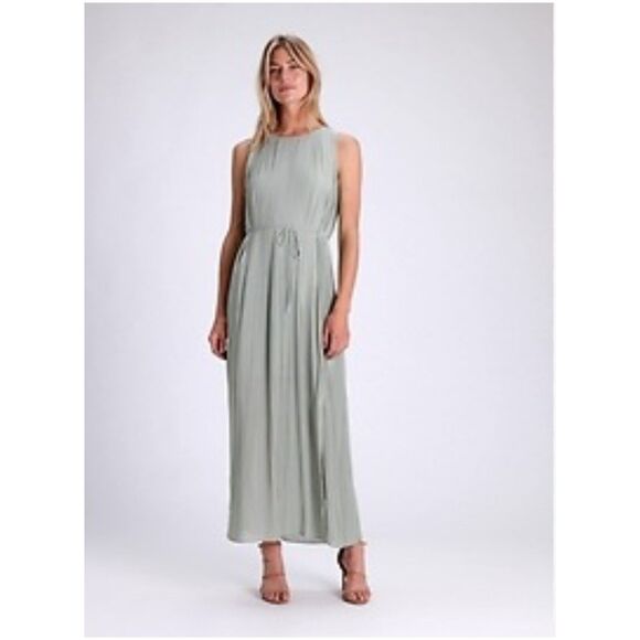 Banana Republic Pleated Maxi Flowy Dress, Green Sage Bouquet, Medium. - Picture 7 of 8